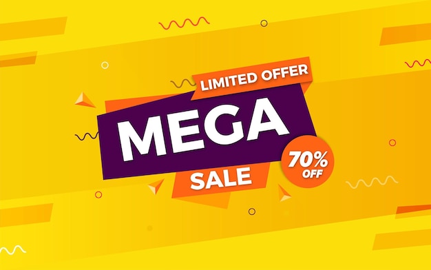 Mega sale banner design editable shopping and offer text style