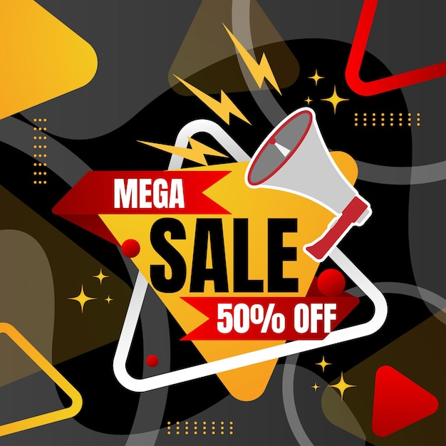 Mega sale banner design template for social media post vector illustration