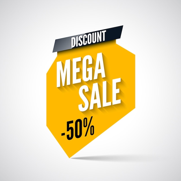 Mega sale banner discount 50 Vector illustration