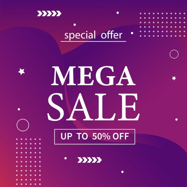 Mega sale banner in paarse toon. vector illustratie