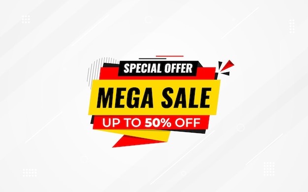 Mega sale banner korting achtergrond sjabloon abstract vector Speciale aanbieding promo ontwerp Mega sale banner sjabloonontwerp voor web of sociale media Verkoop speciale aanbieding