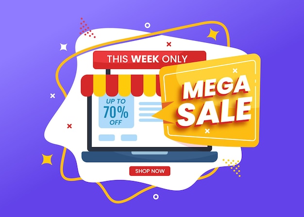Mega sale banner for online shopping shopping promotion