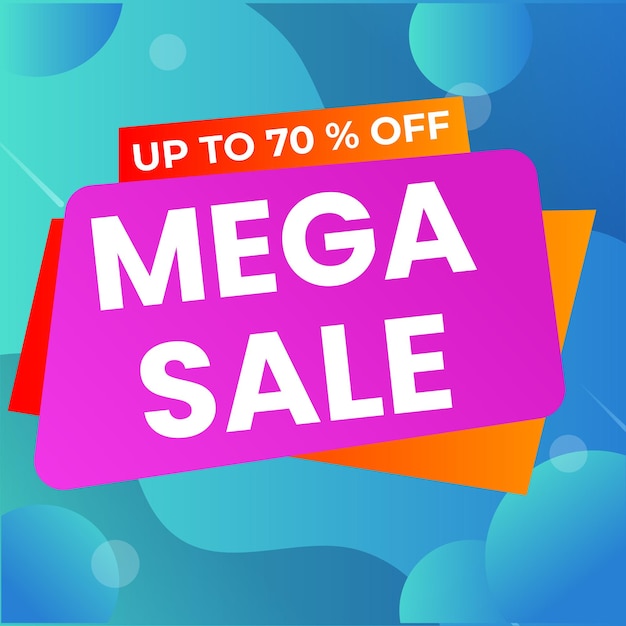 Mega sale banner ontwerp met platte retro stijl trendy kleurrijke achtergrond voor media promotie sociale