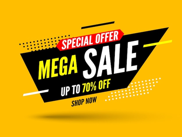 Mega sale banner speciale aanbieding tot 70 korting