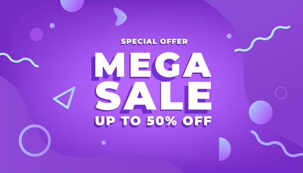 Mega sale banner template design Big sale special offer online shopping banner.