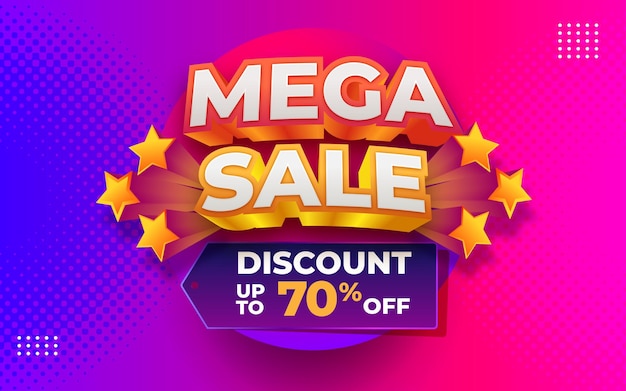 Mega sale banner template editable text