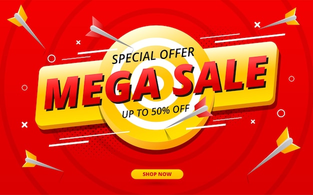 Mega sale banner template promotion sale banner for website flyer and poster