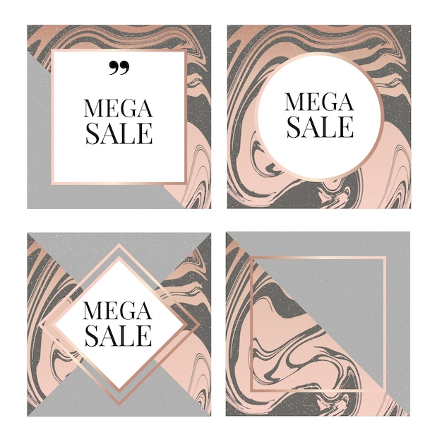 Vector mega sale banner template with fashion frame