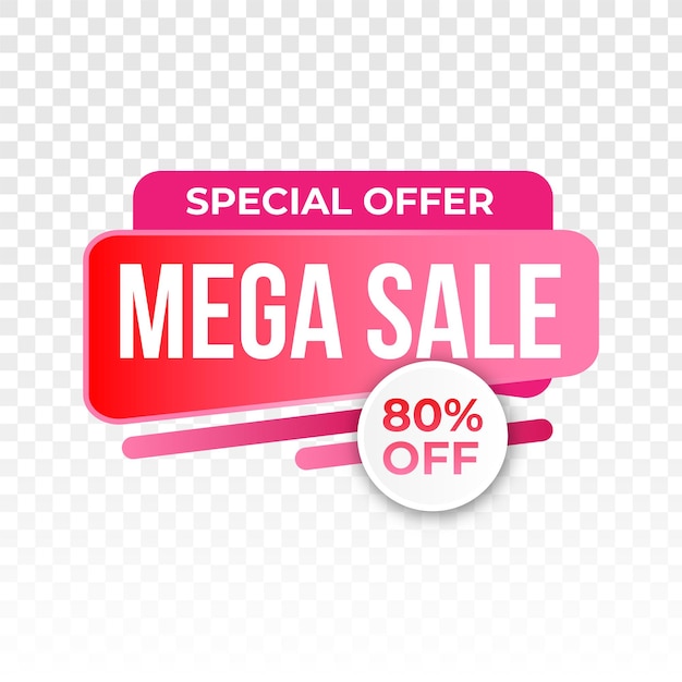 Mega sale banner on transparent background