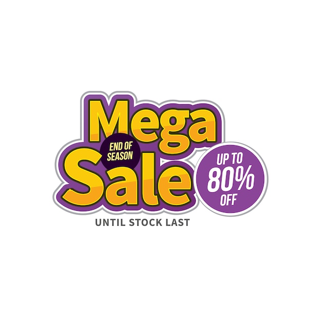 Mega sale banner, up to 80% off