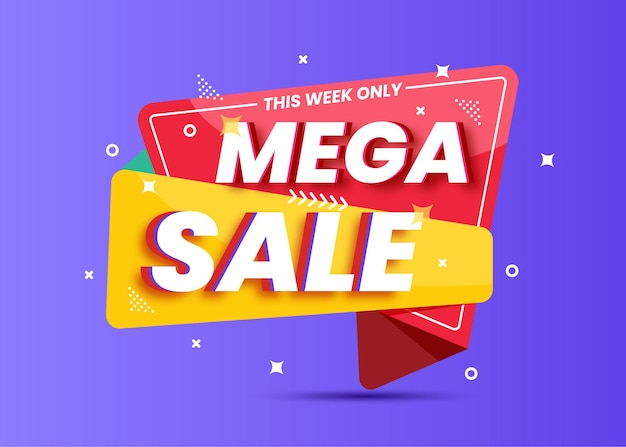 Mega sale-banner voor online winkelen shopping-promotie