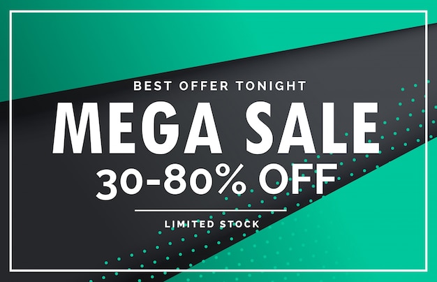 Mega sale banner voucher card design template