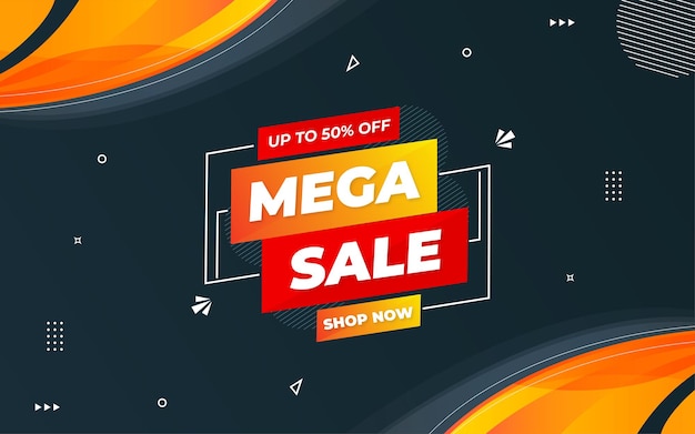 Mega sale banner with editable text effect.