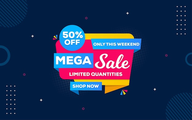 Mega sale banner with editable text effect