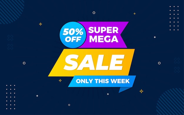 Mega sale banner with editable text effect