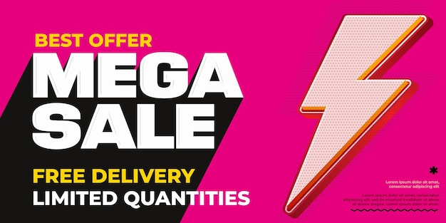 Mega sale-bannersjabloon met de beste aanbieding en gratis levering