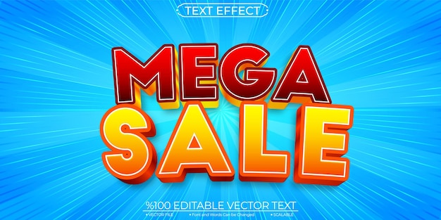 Mega Sale bewerkbaar en schaalbaar vectorteksteffect