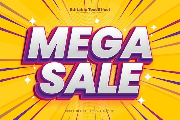 Vector mega sale bewerkbaar teksteffect in moderne trendstijl