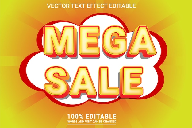 Mega sale bewerkbare teksteffect vector