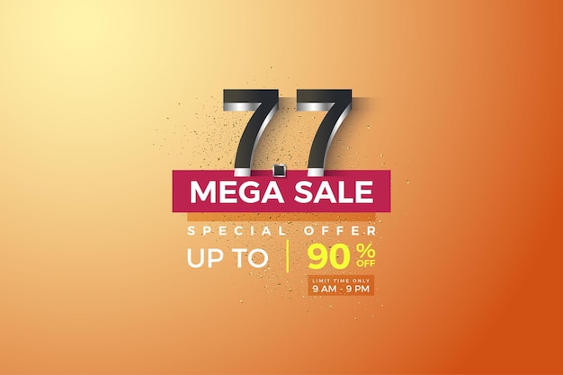 Mega sale bij 7 7 sale met 3d zilveren cijfers