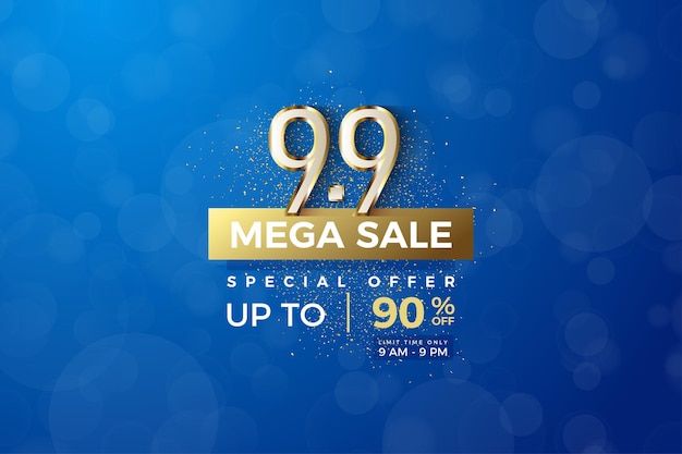 Mega sale on blue background