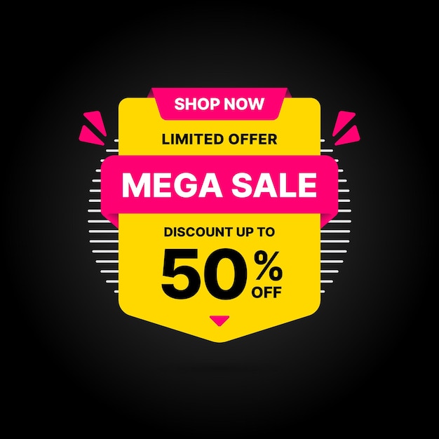 Vector mega sale deal banner template design, big sale special offer.