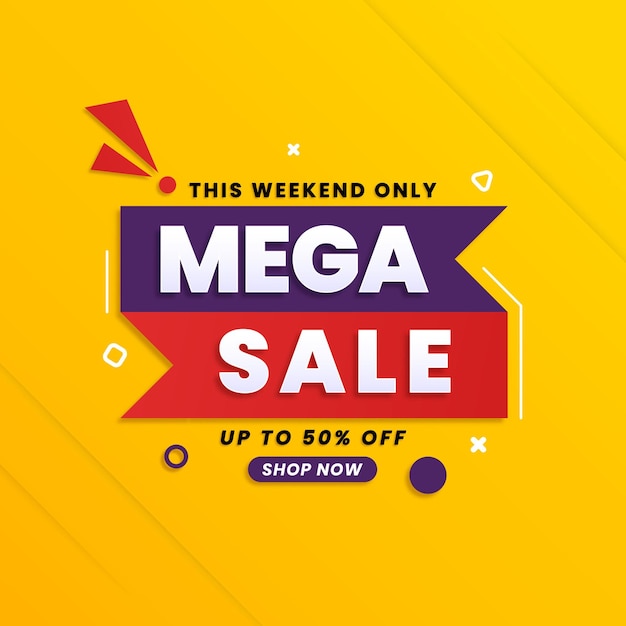 Vector mega sale discount banner template promotionspecial offer limited in time