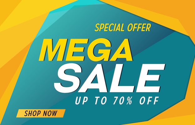 Mega sale discount offer promotion web app banner vector illustration