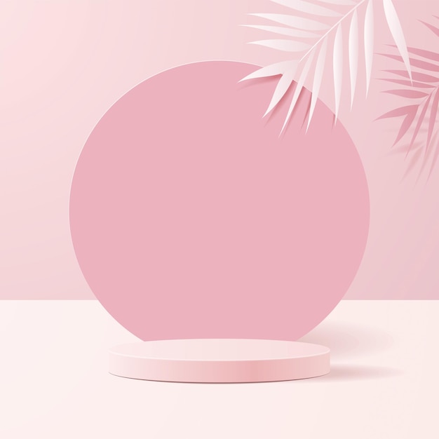 Mega sale discount sjabloon banner met roze ruimte 3D podium voor productverkoop met abstracte gradiënt