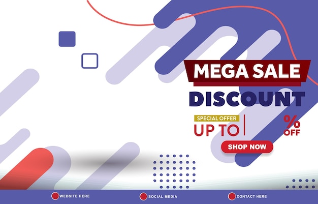 Vector mega sale discount template banner with copy space for product sale with abstract gradient blue and white background design 9