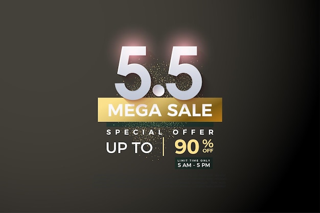 Vector mega sale and discount with shining number