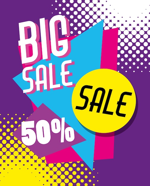 Vector mega sale discounts colorful shopping poster