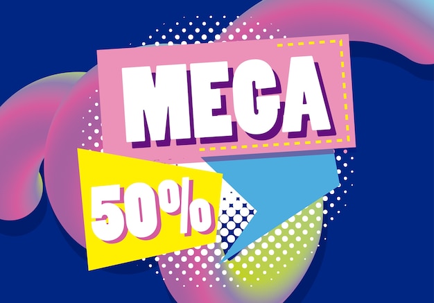 Mega sale discounts liquid and fluid poster concept