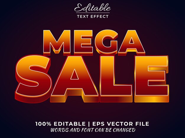 Mega Sale editable text effect mockup based vector