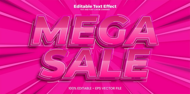 Vector mega sale editable text effect in modern trend style