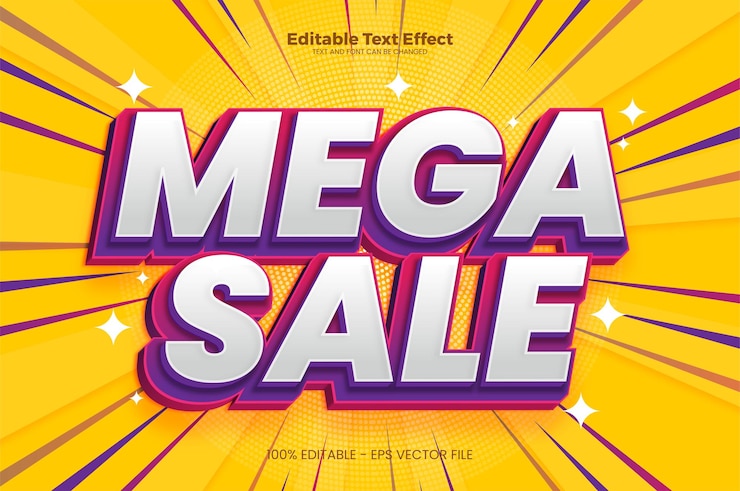 Mega Sale editable text effect in modern trend style