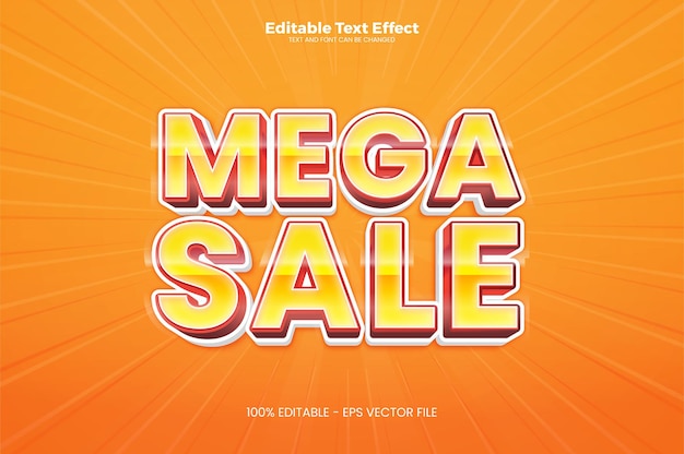 Mega Sale editable text effect in modern trend style