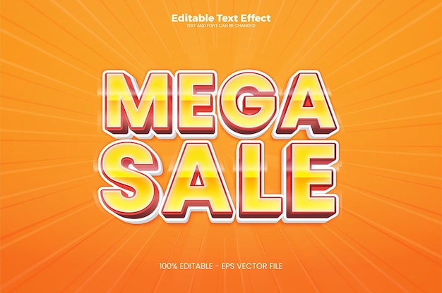 Mega sale editable text effect in modern trend style