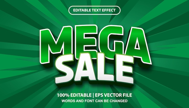 Vector mega sale editable text effect template, bold text effect in comic pop art style