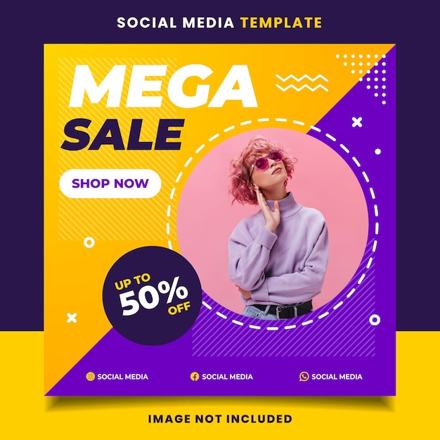 Вектор Шаблон флаера mega sale для публикации или истории в социальных сетях