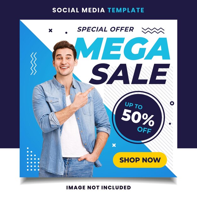 Mega Sale Flyer Banner Template for Social Media Post or Story