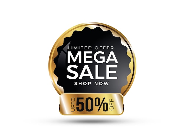 Mega sale gold and black badge and label design