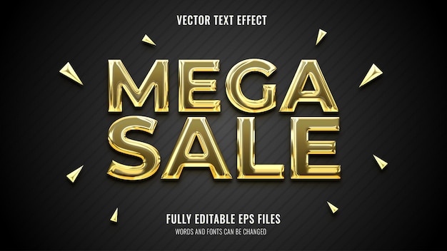 Vector mega sale gold text effect style