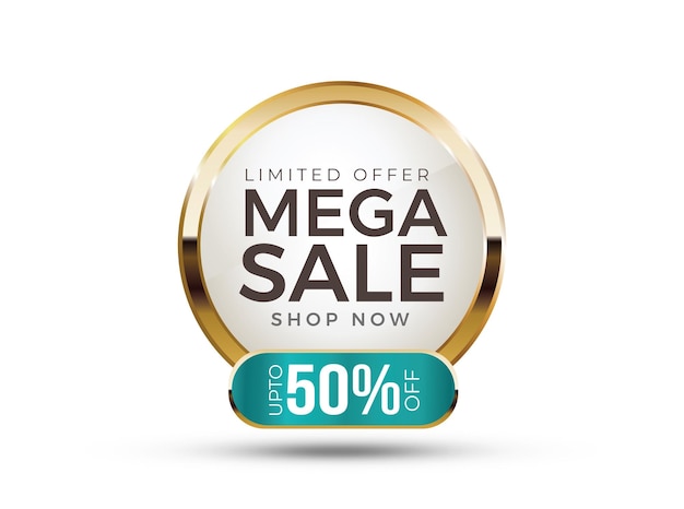 Mega sale golden badge and label design