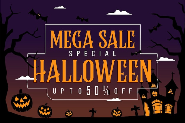 Mega sale halloween background banner