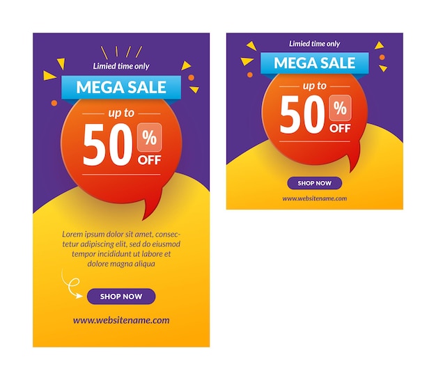 Mega sale instagram story banner vector template