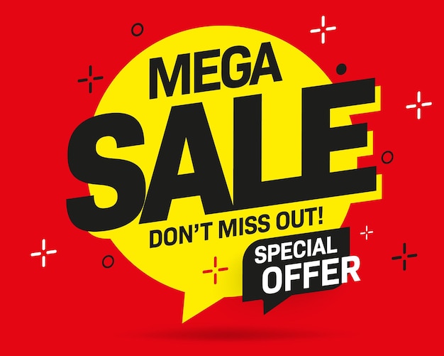 Vector mega sale kortingslabel met speciale aanbieding verkoop sticker vectorillustratie met haast op uitnodiging