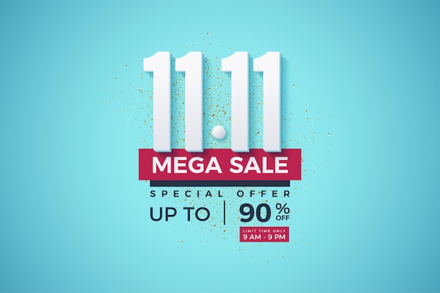 Mega sale and limited with numbers on a bright blue background