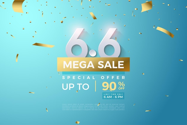 Vector mega sale and limited with soft shaded 3d numbers