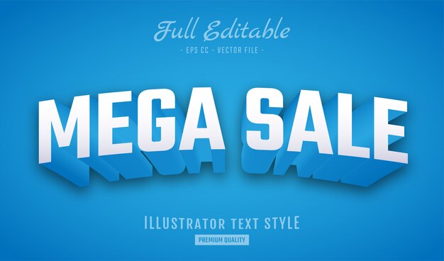 Mega sale long shadow text style effect premium